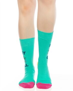 İskelet ve Flamingo Desenli Burun Dikişsiz Çorap