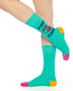 İskelet ve Flamingo Desenli Burun Dikişsiz Çorap