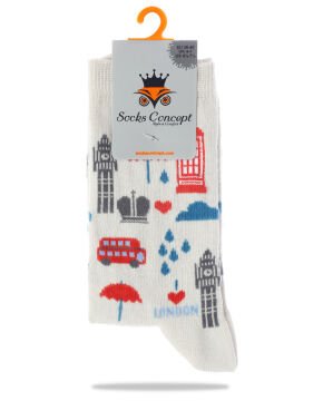 London Temsili Desenli Soket Çorap
