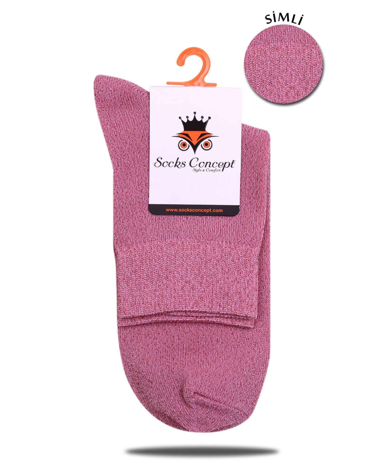 Pembe Renk  Simli Soket Çorap PEMBE - 35/39