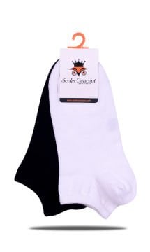 2'Li Paket Beyaz-Siyah Kısa Soket Çorap