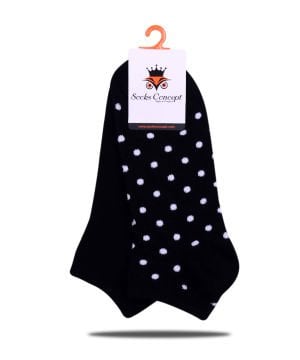 2'li Paket Siyah Puantiye Desen Soket Çorap