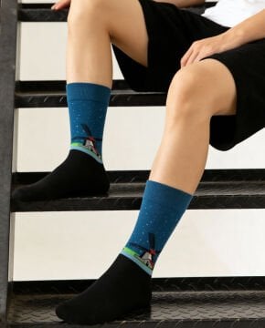 Yel Değirmeni Desenli Erkek Soket Çorap