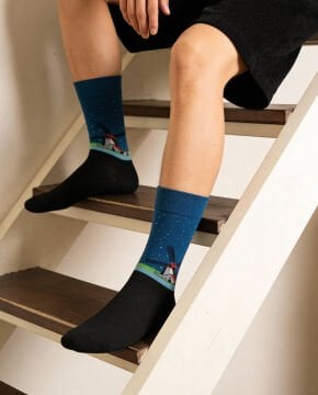 Yel Değirmeni Desenli Erkek Soket Çorap