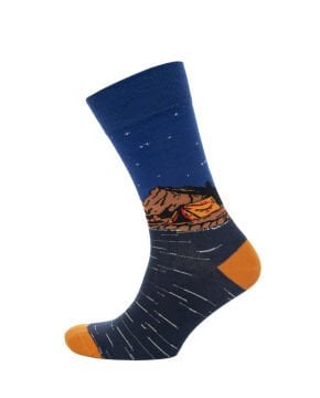 Dağ ve Çadır Desenli Erkek Soket Çorap