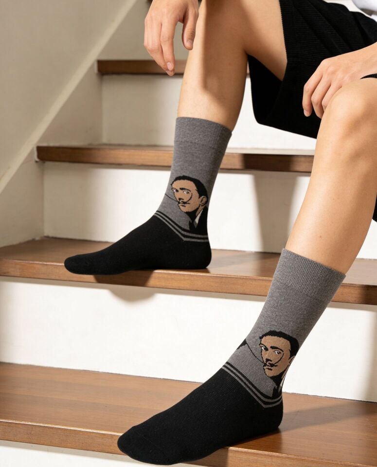 Salvador Dali Desenli Erkek Soket Çorap