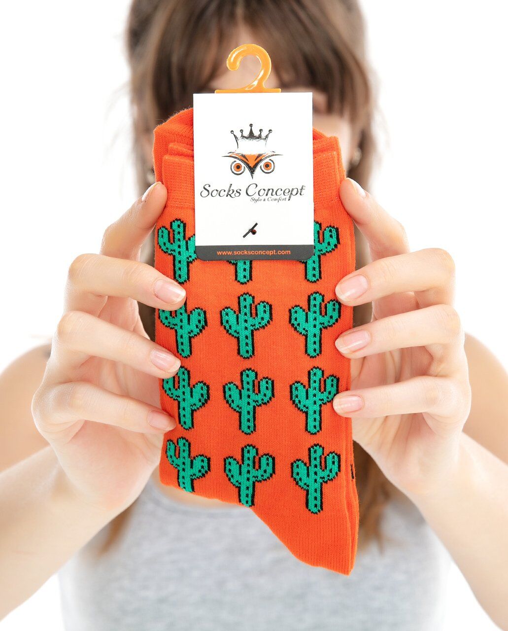 Turuncu Renk Kaktüs Desen Soket Çorap TURUNCU - 35/39