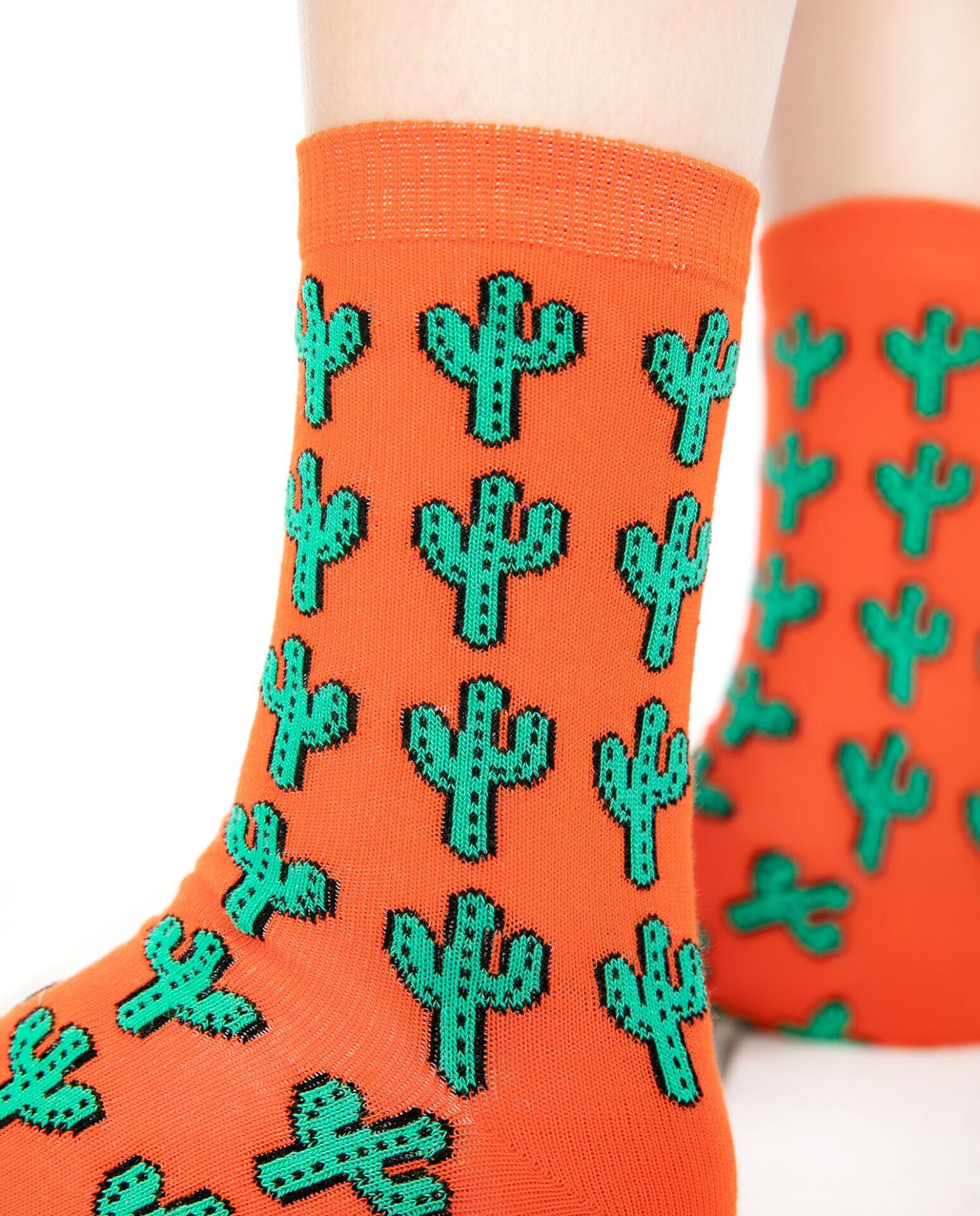 Turuncu Renk Kaktüs Desen Soket Çorap TURUNCU - 35/39
