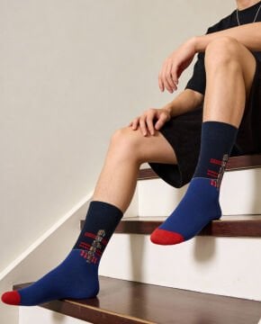 Uzay İstasyonu Desenli Erkek Soket Çorap