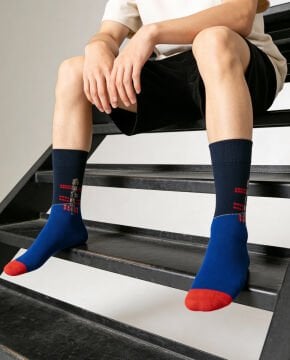 Uzay İstasyonu Desenli Erkek Soket Çorap