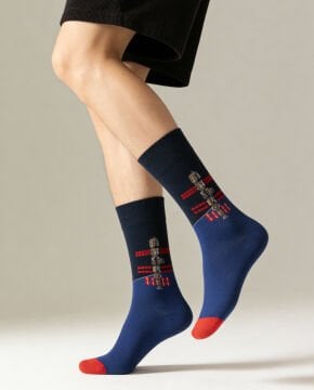 Uzay İstasyonu Desenli Erkek Soket Çorap