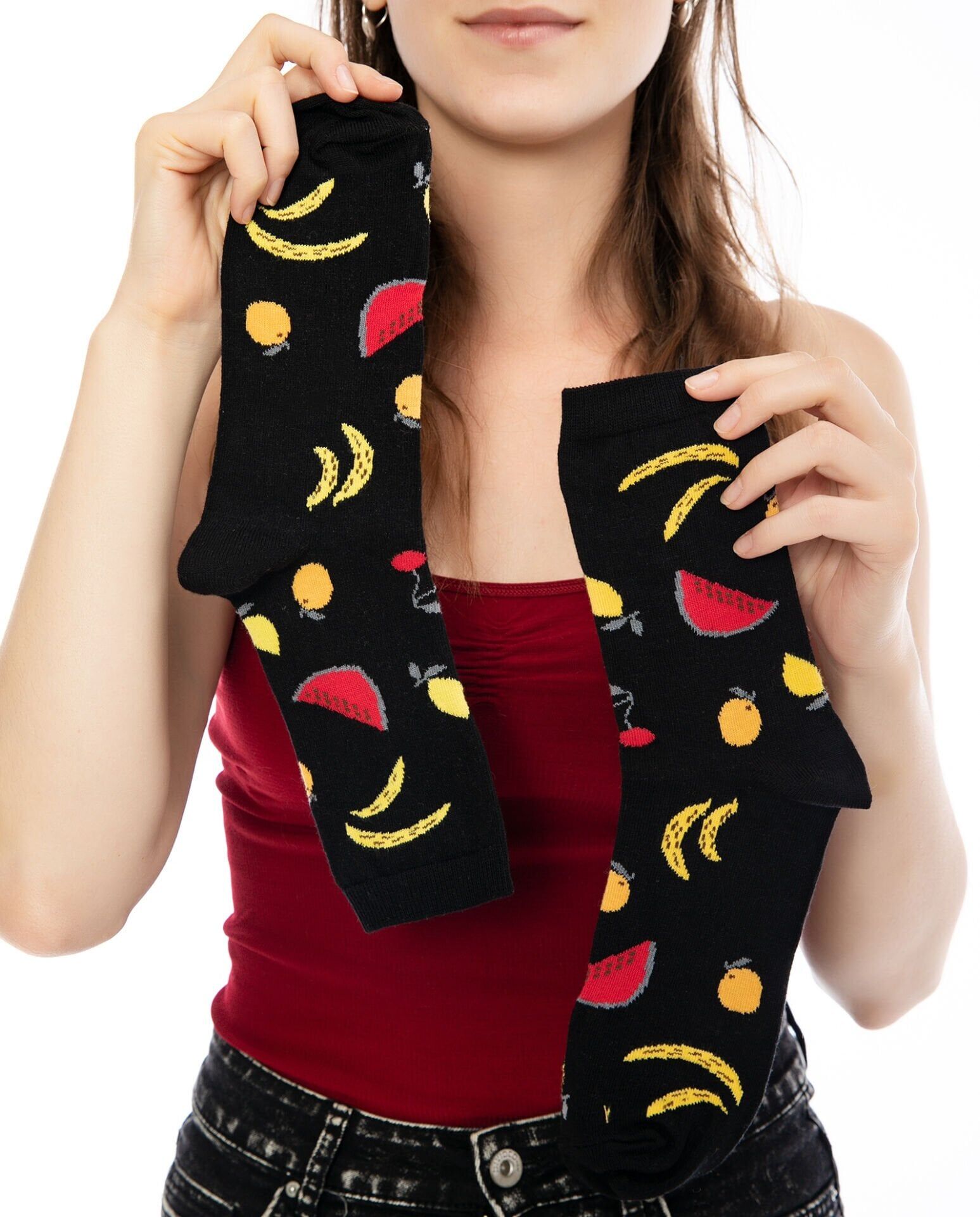 Meyve Desenli Soket Çorap