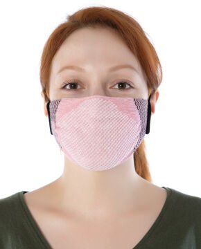 Yıkanılabilir Maske Pamuk Pembe Renk Esnek Lastikli