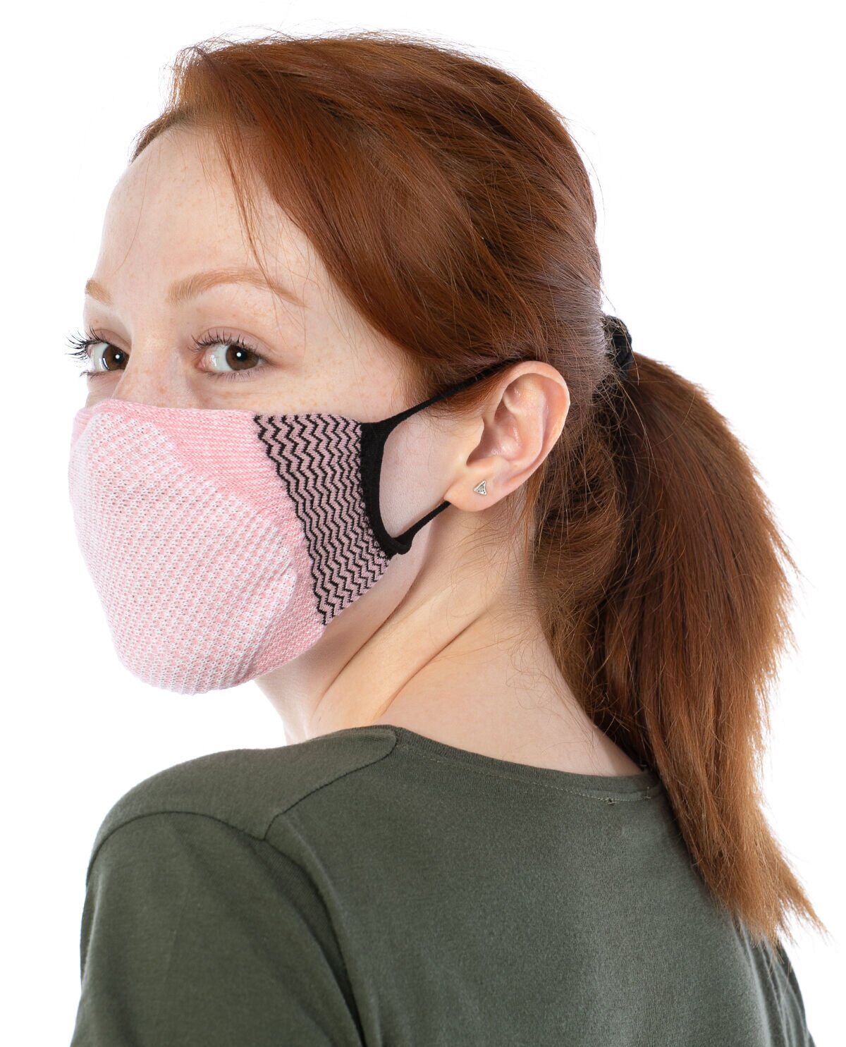 Yıkanılabilir Maske Pamuk Pembe Renk Esnek Lastikli