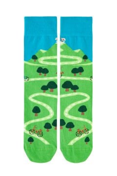 Bisiklet ve Orman Desenli Erkek Soket Çorap