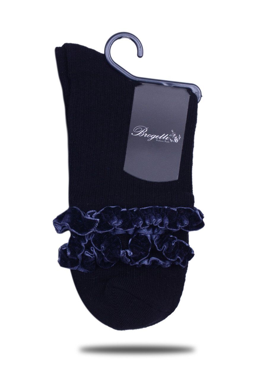 Lacivert Kadife Kurdela Aksesuarlı Soket Çorap SİYAH - 35/39