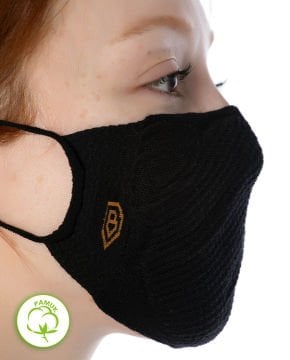 Yıkanılabilir Maske Pamuk Siyah Renk Esnek Lastikli