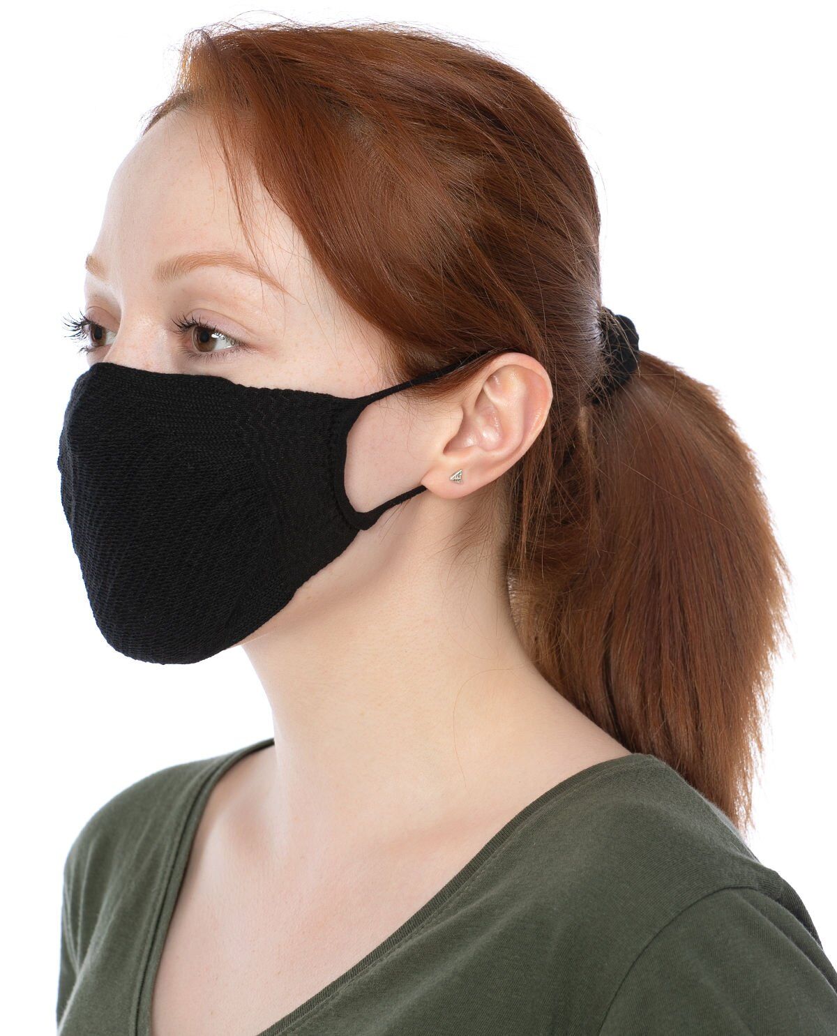 Yıkanılabilir Maske Pamuk Siyah Renk Esnek Lastikli