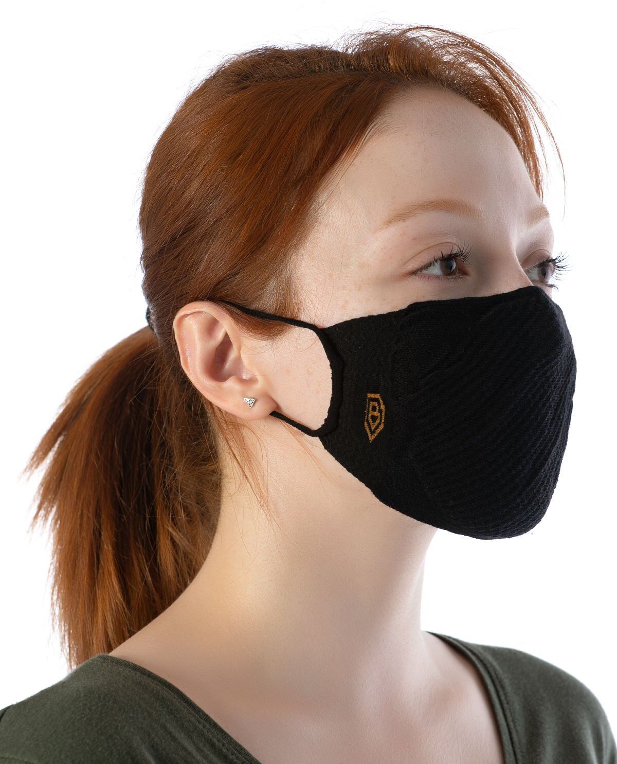 Yıkanılabilir Maske Pamuk Siyah Renk Esnek Lastikli