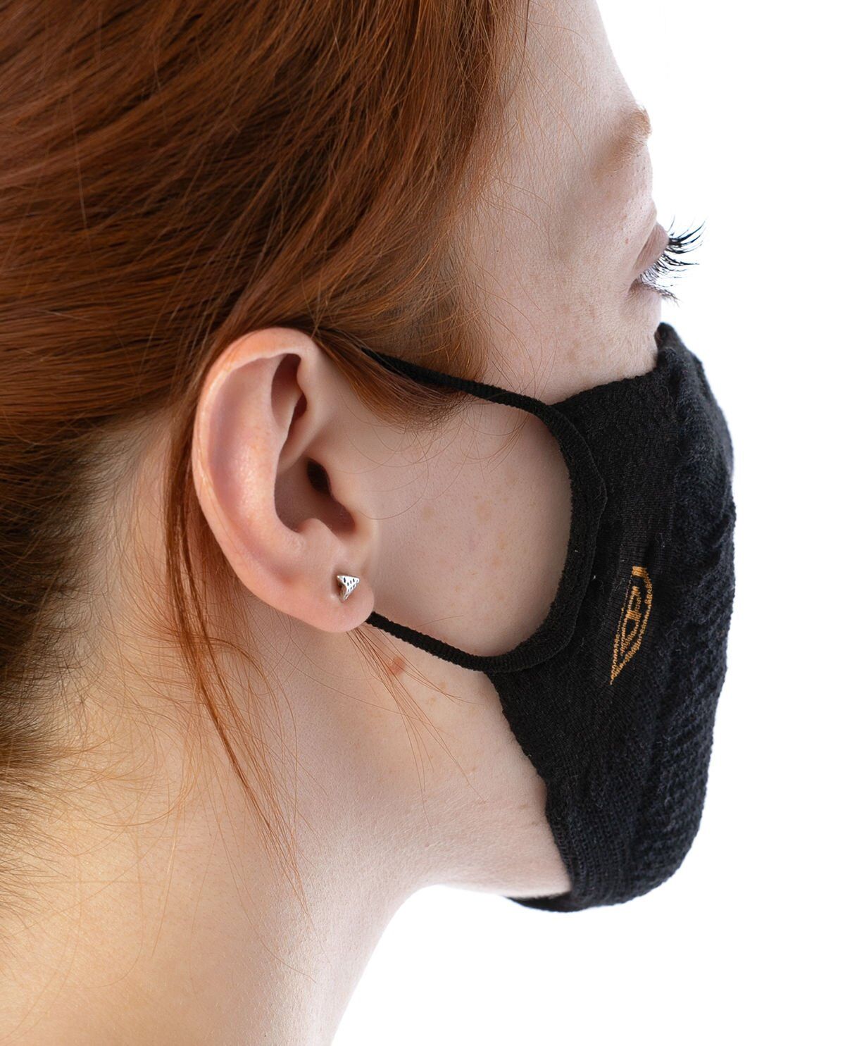 Yıkanılabilir Maske Pamuk Siyah Renk Esnek Lastikli