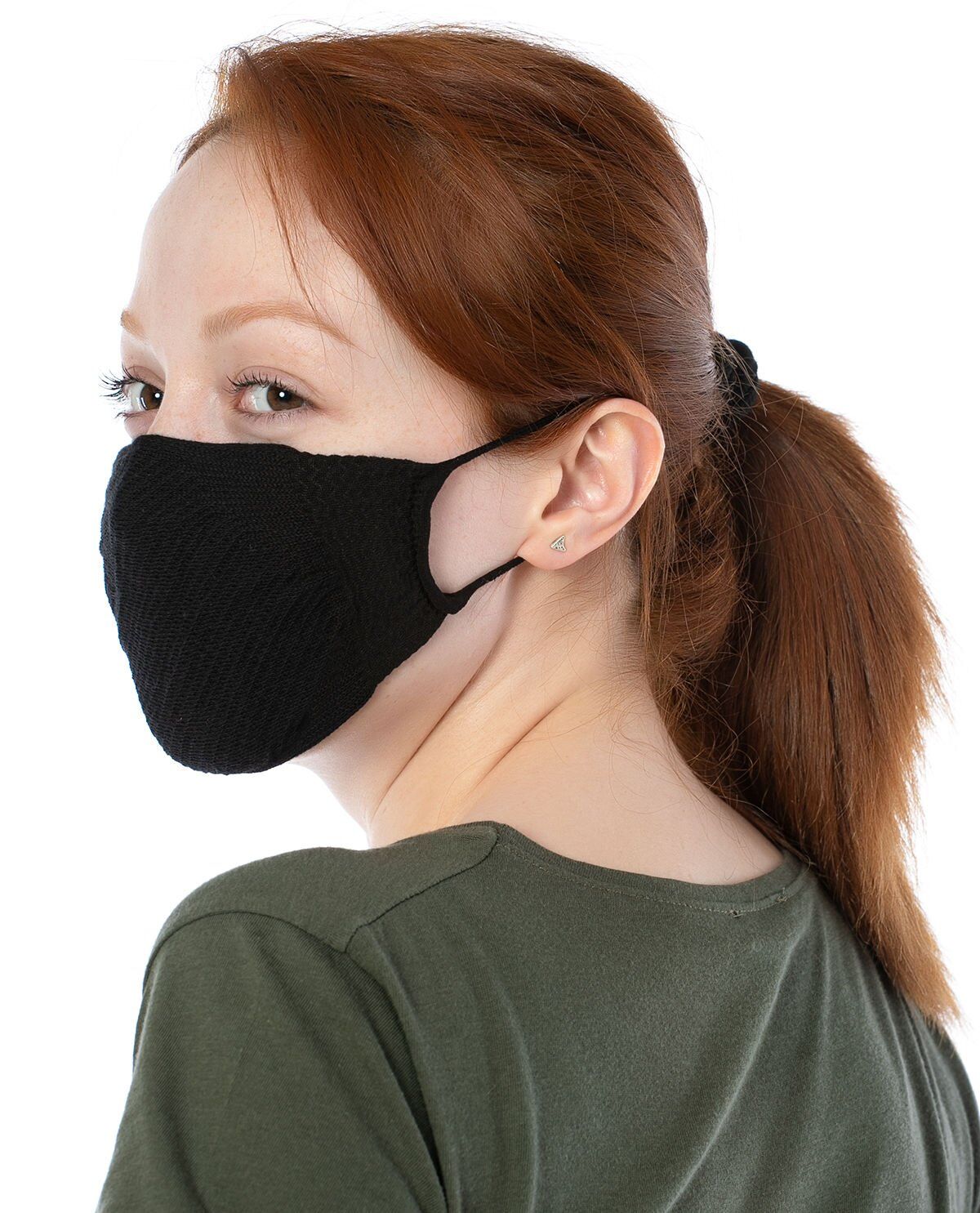 Yıkanılabilir Maske Pamuk Siyah Renk Esnek Lastikli