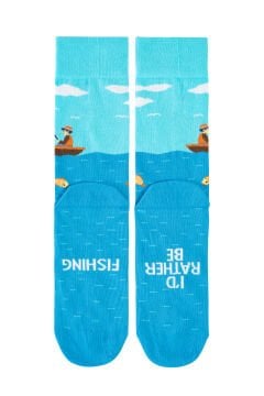 Balık Tutan Adam Desenli Erkek Soket Çorap