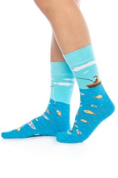 Balık Tutan Adam Desenli Erkek Soket Çorap