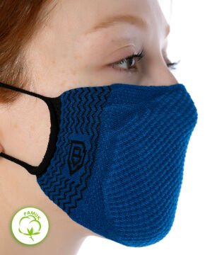 Yıkanılabilir Maske Pamuk Saks Mavi Esnek Lastikli