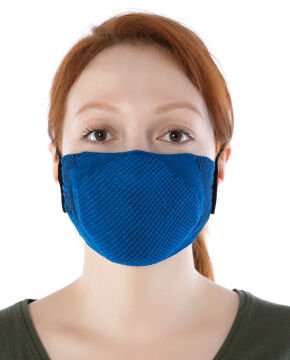 Yıkanılabilir Maske Pamuk Saks Mavi Esnek Lastikli