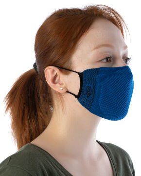 Yıkanılabilir Maske Pamuk Saks Mavi Esnek Lastikli