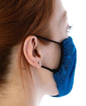 Yıkanılabilir Maske Pamuk Saks Mavi Esnek Lastikli