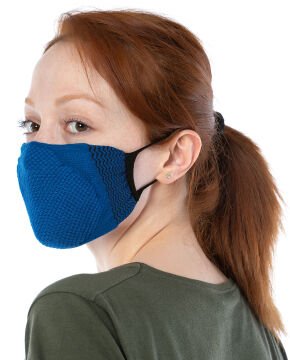 Yıkanılabilir Maske Pamuk Saks Mavi Esnek Lastikli