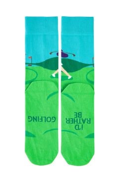 Golf Yapan İnsan Desenli Erkek Soket Çorap