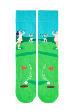 Golf Yapan İnsan Desenli Erkek Soket Çorap