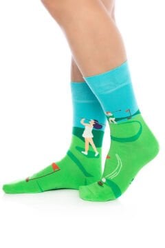 Golf Yapan İnsan Desenli Erkek Soket Çorap