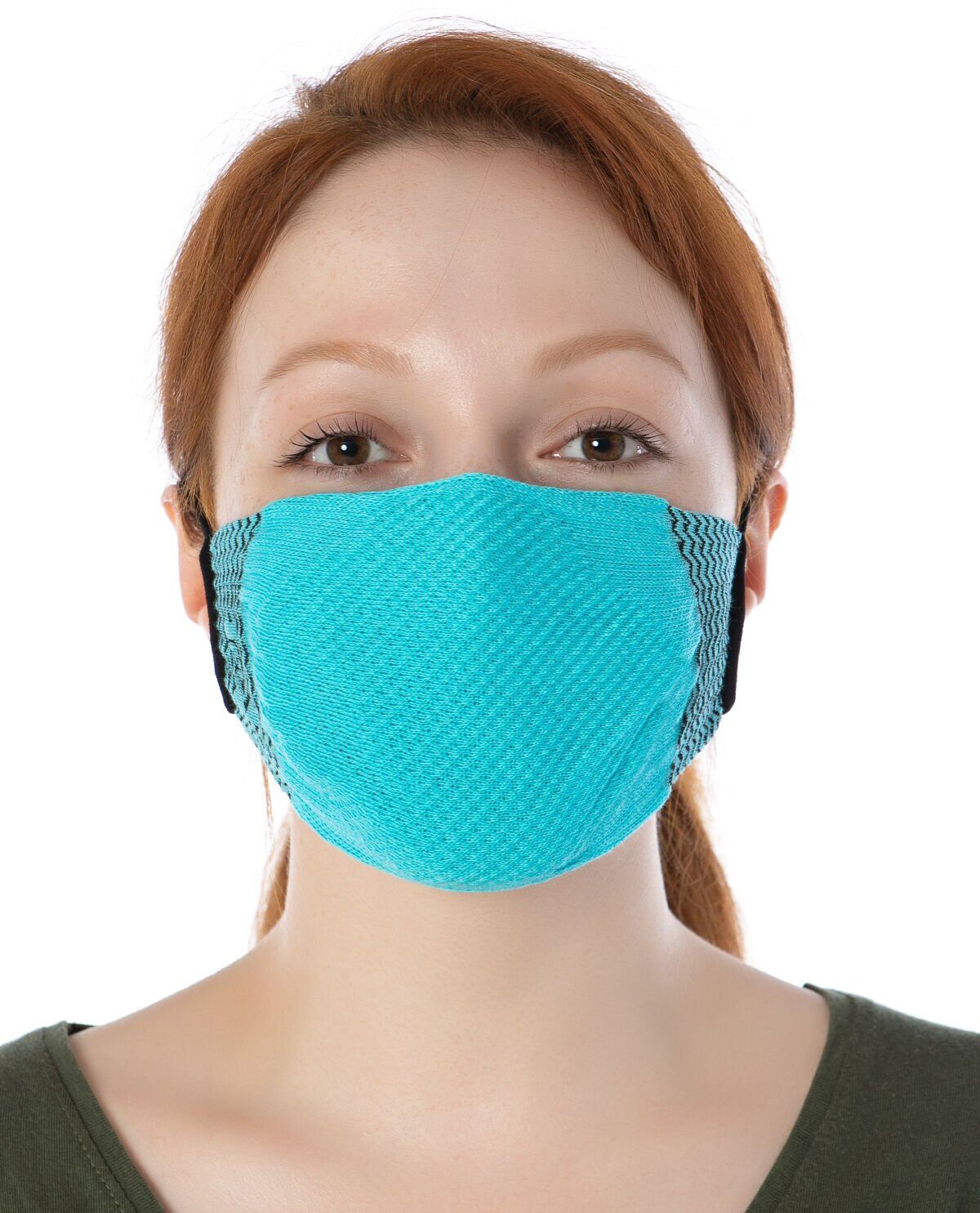 Yıkanılabilir Maske Pamuk Turkuaz Renk Esnek Lastikli