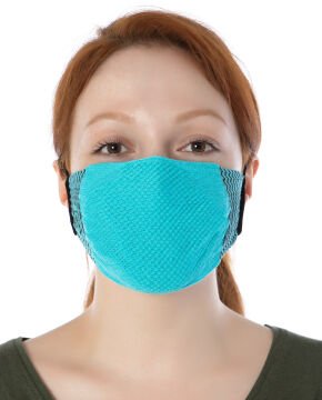 Yıkanılabilir Maske Pamuk Turkuaz Renk Esnek Lastikli