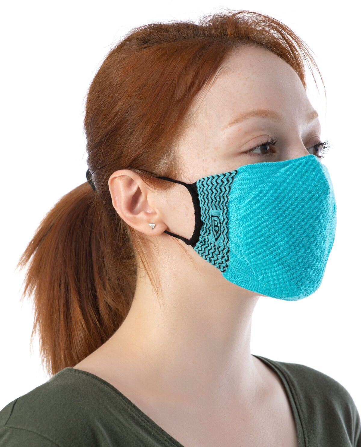 Yıkanılabilir Maske Pamuk Turkuaz Renk Esnek Lastikli