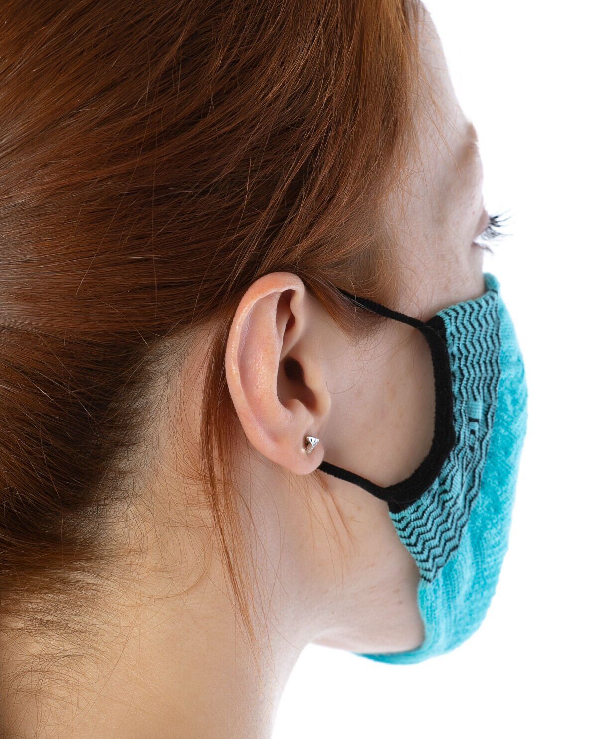 Yıkanılabilir Maske Pamuk Turkuaz Renk Esnek Lastikli