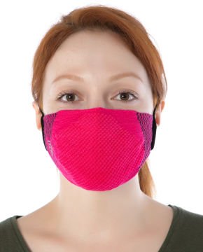 Yıkanılabilir Maske Pamuk Fuşya Renk Esnek Lastikli