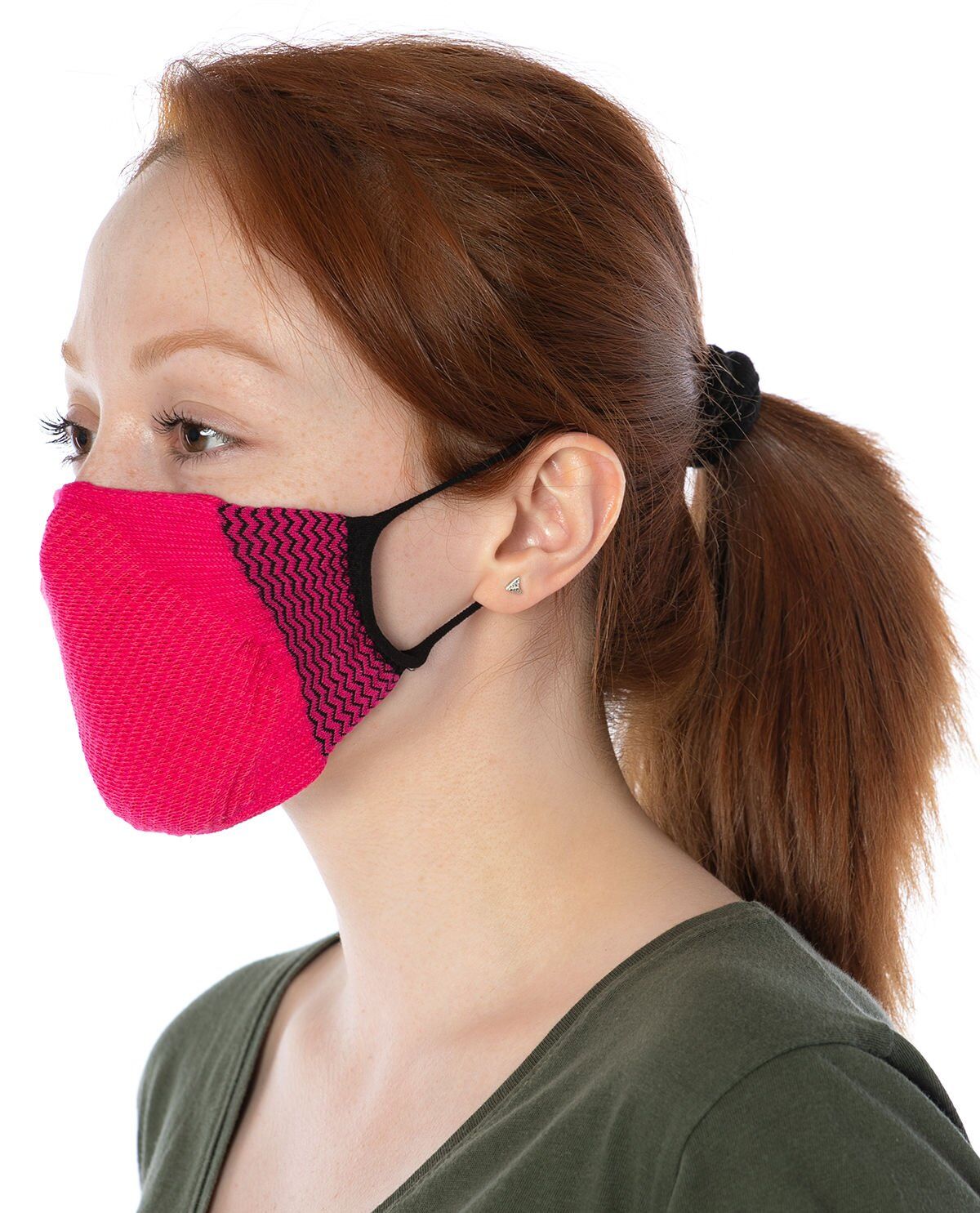 Yıkanılabilir Maske Pamuk Fuşya Renk Esnek Lastikli