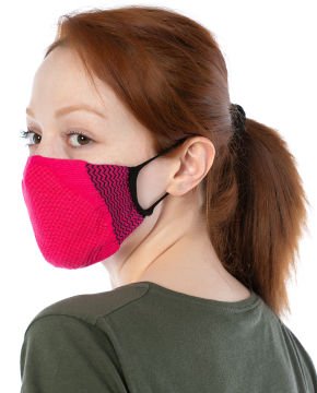 Yıkanılabilir Maske Pamuk Fuşya Renk Esnek Lastikli