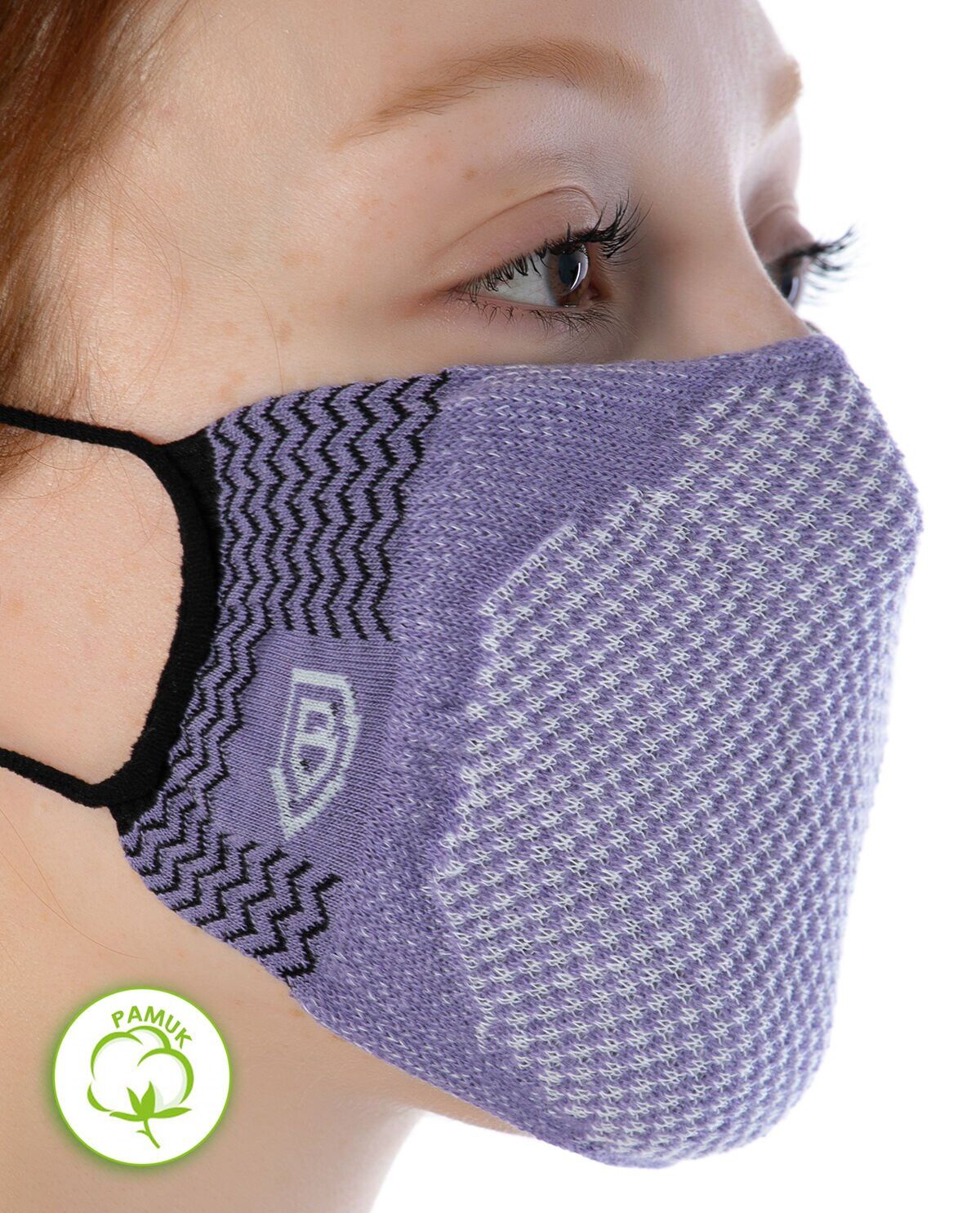 Yıkanılabilir Maske Pamuk Lila Renk Esnek Lastikli