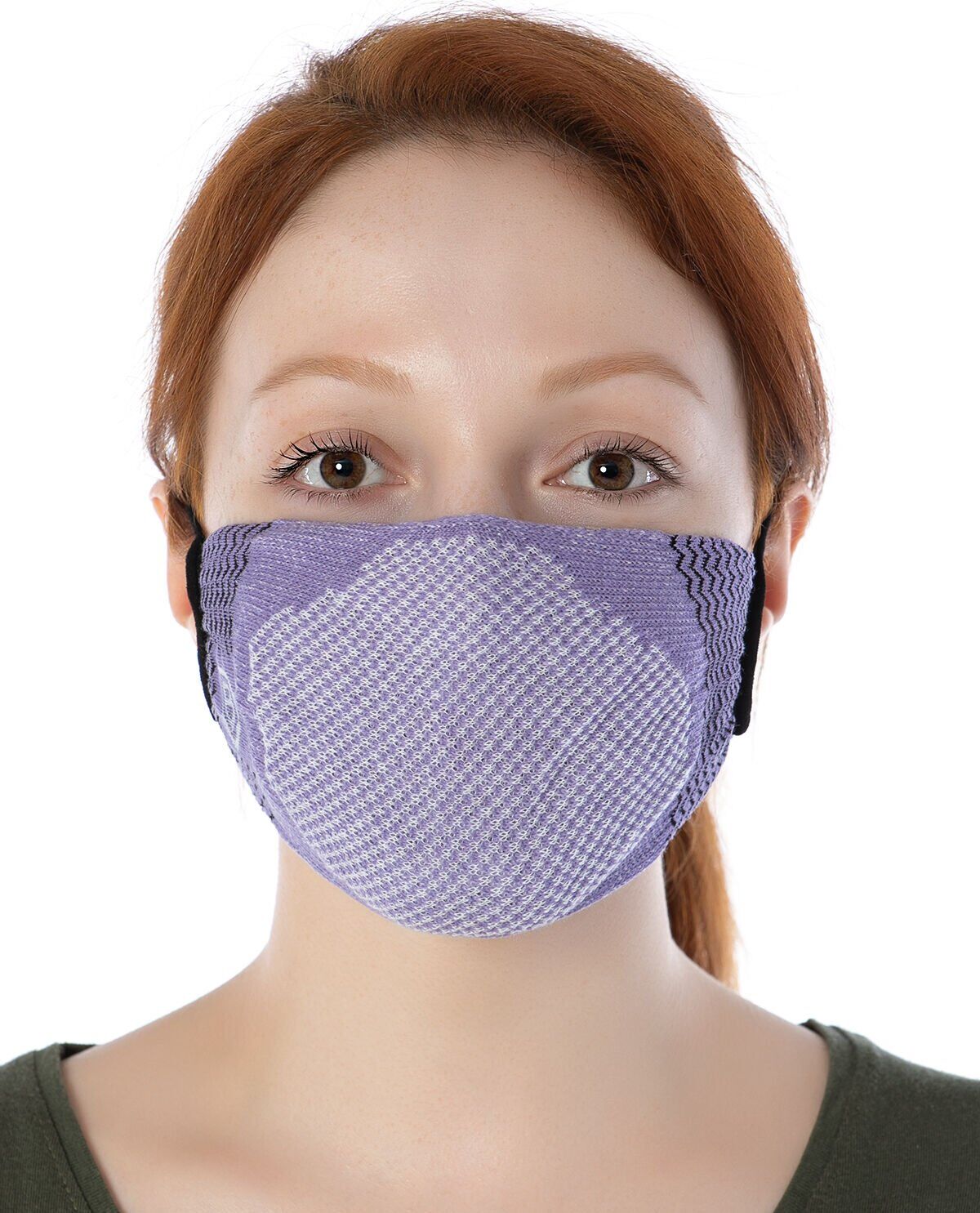 Yıkanılabilir Maske Pamuk Lila Renk Esnek Lastikli