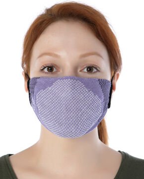 Yıkanılabilir Maske Pamuk Lila Renk Esnek Lastikli
