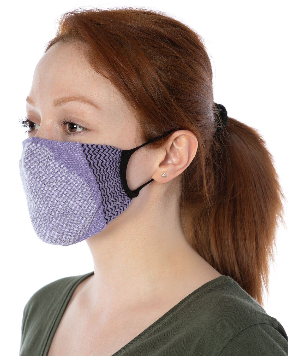 Yıkanılabilir Maske Pamuk Lila Renk Esnek Lastikli