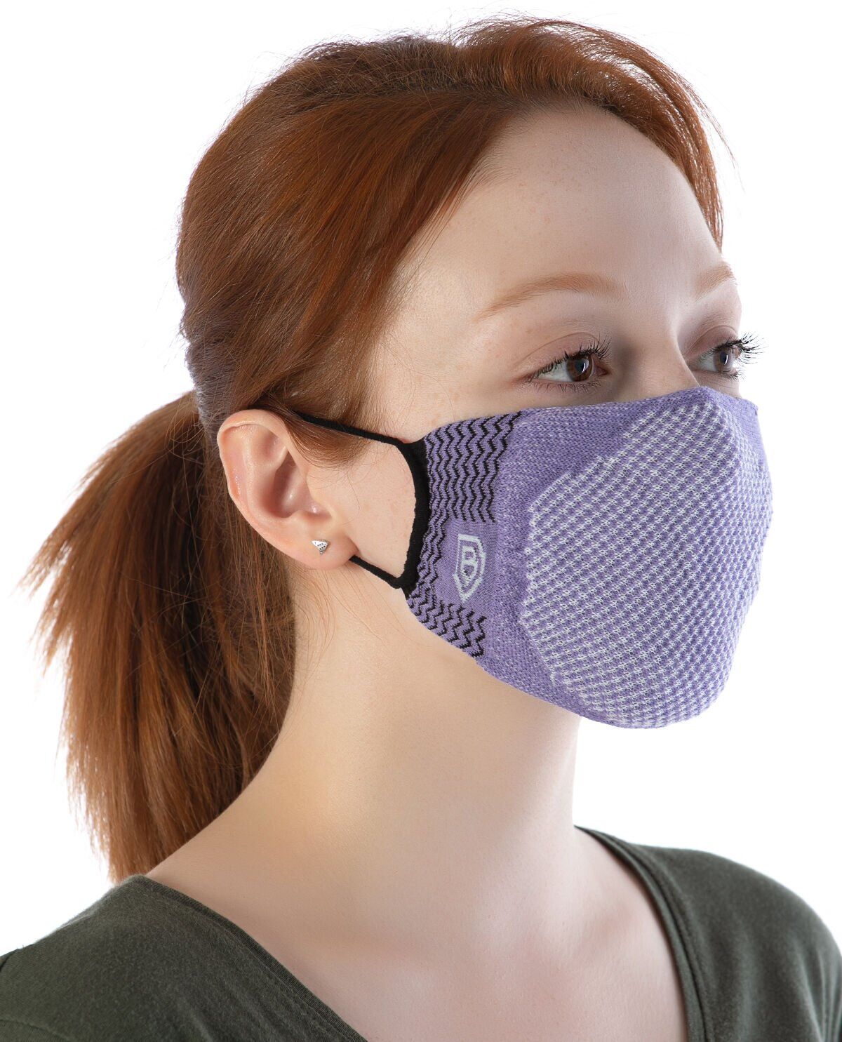 Yıkanılabilir Maske Pamuk Lila Renk Esnek Lastikli