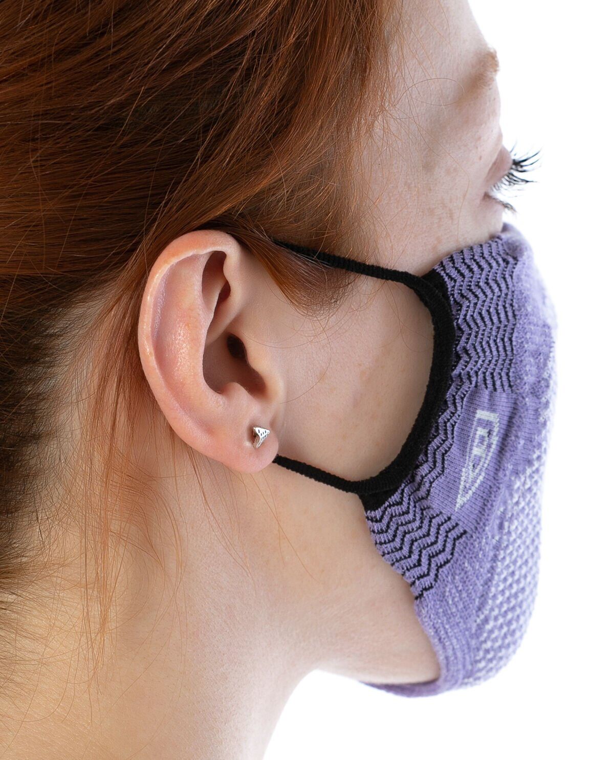 Yıkanılabilir Maske Pamuk Lila Renk Esnek Lastikli