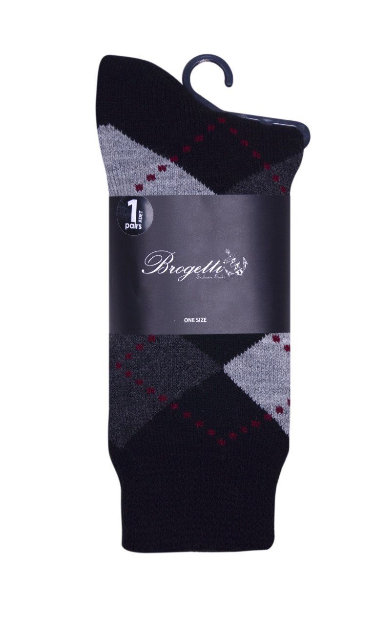 Kadın Kışlık Çorap Ekose Desen SİYAH - TEK BEDEN