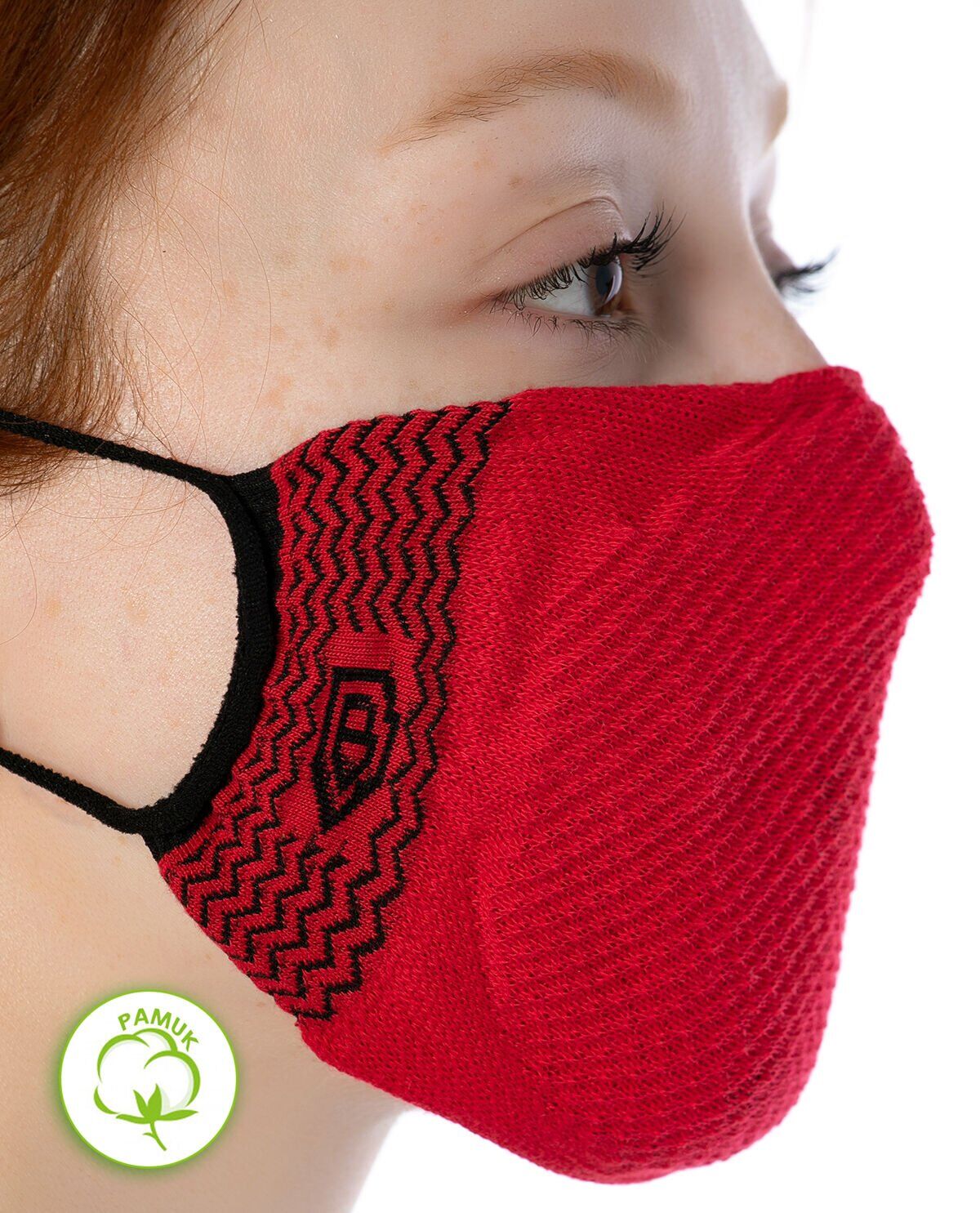 Yıkanılabilir Maske Pamuk Kırmızı Renk Esnek Lastikli